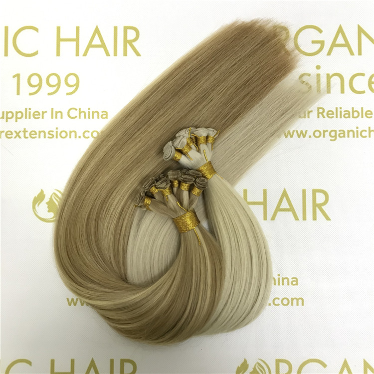 Wholesale human cutilce remy hand tied weft hair extensions hot sale X391